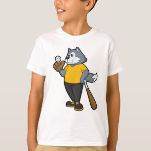 Camiseta Lobo no Baseball com bastão de beisebol