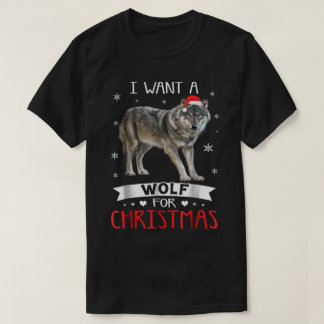 Camiseta Lobo para o Natal Design de Férias Fofo
