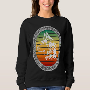 Camiseta Lobo Personalizado Pôr do Sol Celta Tribal Lobo