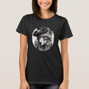 Camiseta Lobo Pirata Negro e Branco da Gangue das Cinzas le