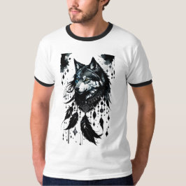 Camiseta lobo, predador, caçador de sonhos, amuleto, talism