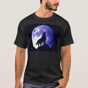 Camiseta Lobo que urra na lua