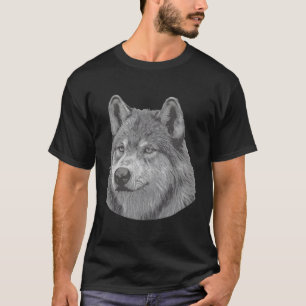Camiseta Lobo Retrato Negro E Homem Branco Realista