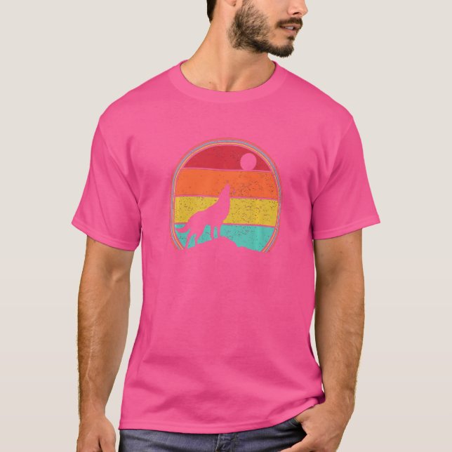 Camiseta Lobo Retro Givendo Na Lua (Frente)