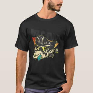 Camiseta Lobo-retrô venenoso com estilo rock Rocking the w
