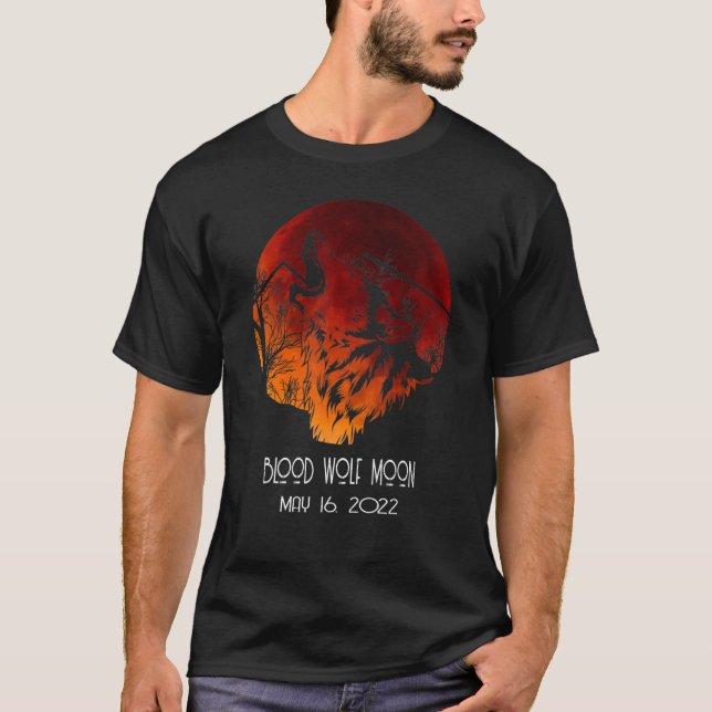 Camiseta Lobo Sanguíneo Lua Lunar Eclipse Maio 16 2022 Sang (Frente)