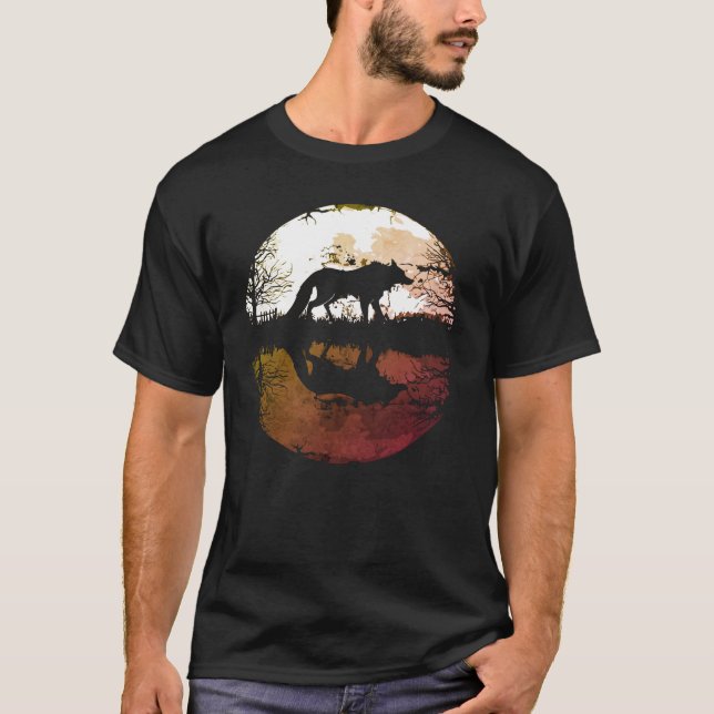 Camiseta Lobo Solitário Debaixo da Lua Cheia (Frente)