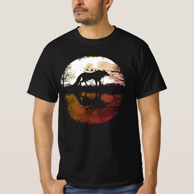Camiseta Lobo Solitário Debaixo da Lua Cheia (Frente)