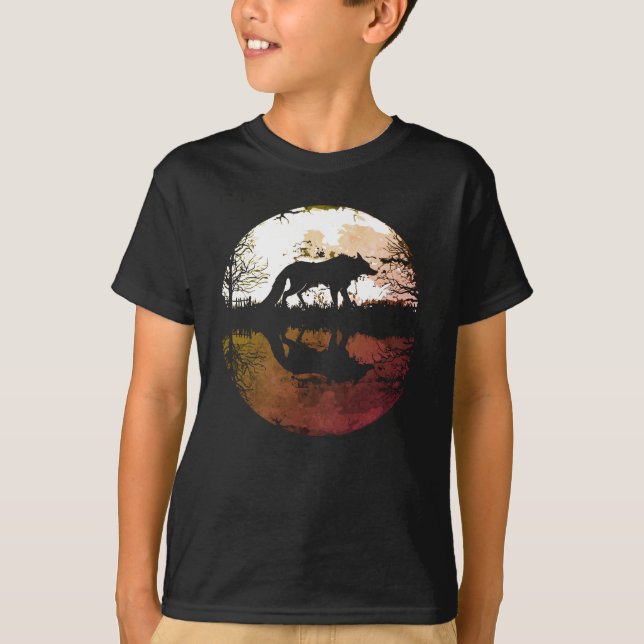 Camiseta Lobo Solitário sob a Lua Cheia (Frente)