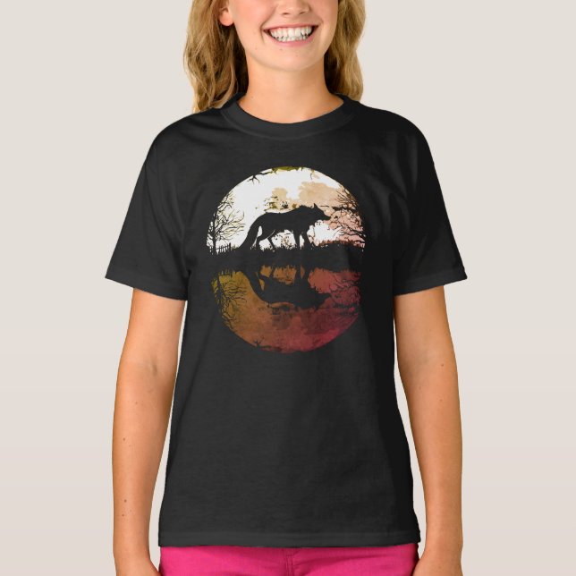 Camiseta Lobo Solitário Sob a Lua Cheia (Frente)