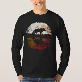 Camiseta Lobo Solitário sob a Lua Cheia