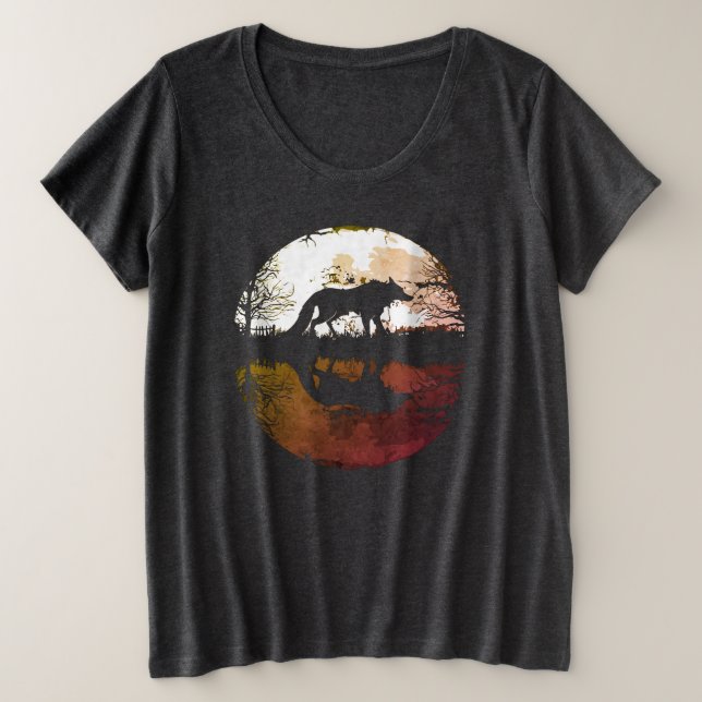 Camiseta Lobo Solitário sob a Lua Cheia (Frente do Design)