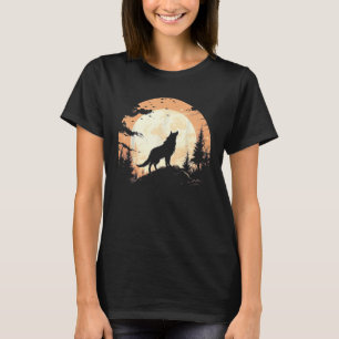 Camiseta Lobo solitário Sob Os Gráficos Da Montanha Lua