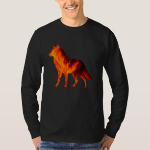 Camiseta Lobo Solitário Sobrevive às Chamas Silhueta Arte V