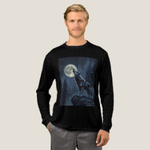 Lobo Solitário Uivando para a Lua Arte Florestal N