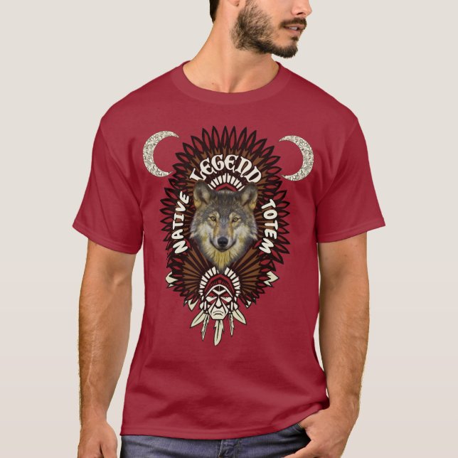 Camiseta Lobo Totem da Legenda Nativa (Frente)