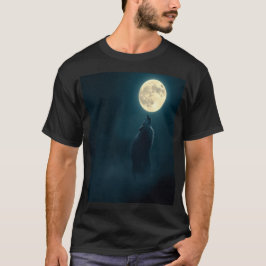 Camiseta Lobo Uivando à Noite de Lua Cheia