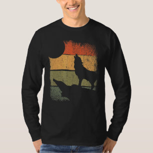 Camiseta Lobo Uivando Animal Florestal Predador Retro