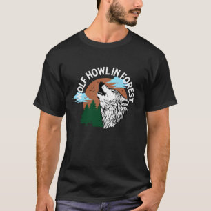 Camiseta lobo uivando na floresta