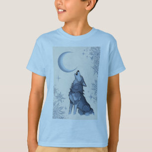 Camiseta lobo uivando na lua