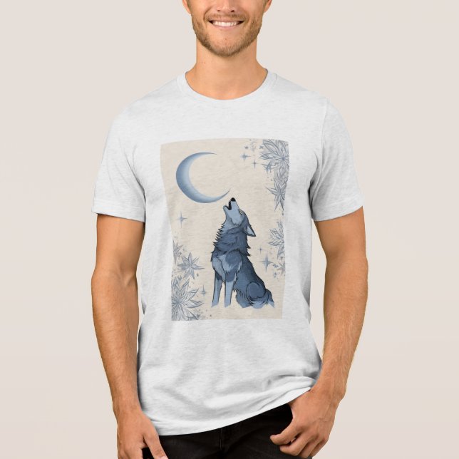 Camiseta lobo uivando na lua (Frente)