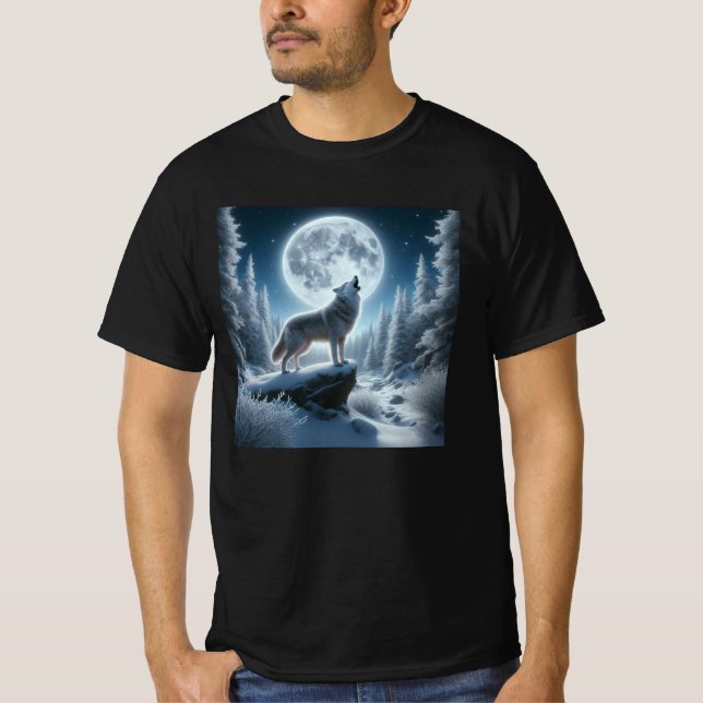 Camiseta Lobo Uivando No Inverno (Frente)