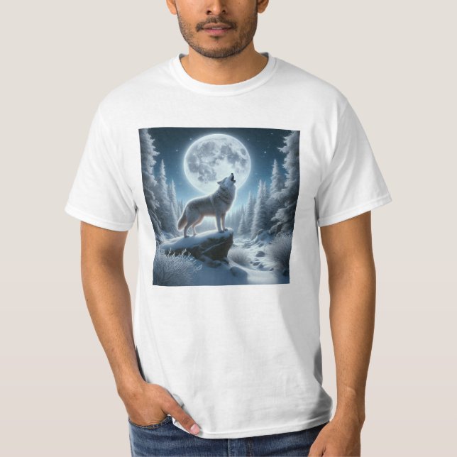 Camiseta Lobo Uivando No Inverno (Frente)