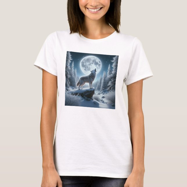 Camiseta Lobo Uivando No Inverno (Frente)