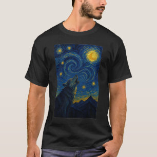 Camiseta Lobo Uivando Noite Estrelada – Arte no Estilo Van