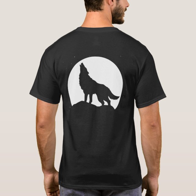 Camiseta Lobo Uivando para a Lua Cheia (Verso)