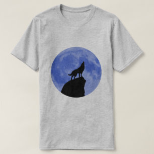 Camiseta Lobo Uivando para uma Lua Azul