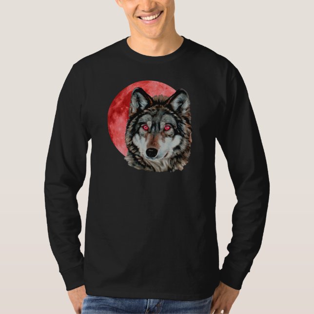 Camiseta Lobo vermelho da lua (Frente)