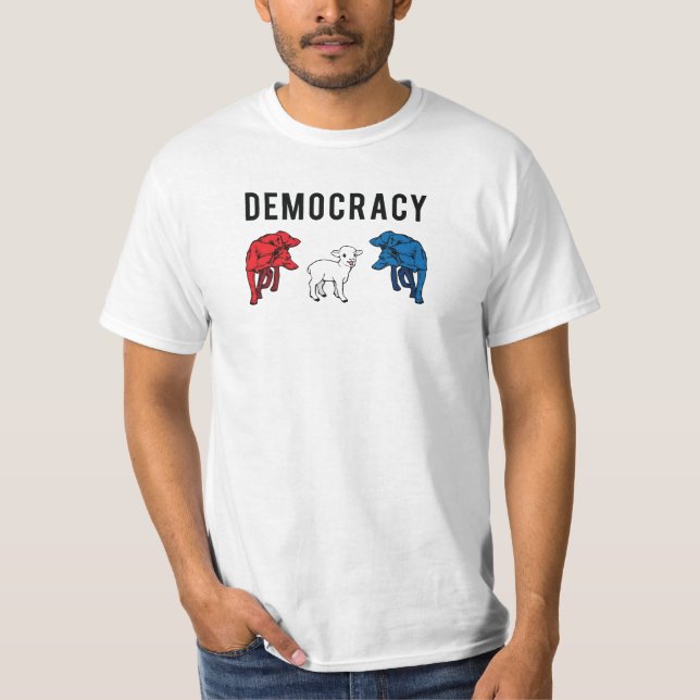Camiseta Lobos da democracia dois e um cordeiro (Frente)