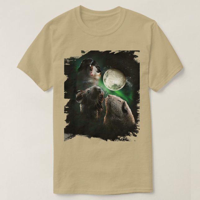 Camiseta Lobos da Lua da Guiné Pig 3 Howling  (Frente do Design)