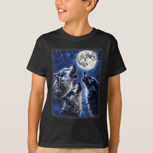 Camiseta Lobos Da Vida Selvagem Amam Lobo Givando Na Lua