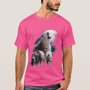 Camiseta Lobos Espaciais Lobo Cósmico De Neve A Uivar Na Lu