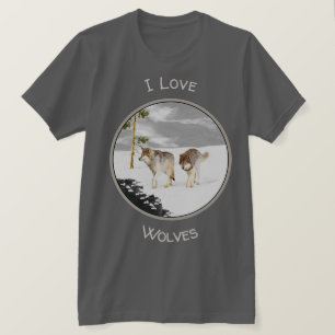 Camiseta Lobos na Pintura da Neve - Arte Original sobre a V