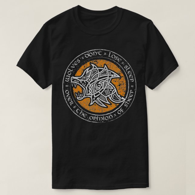 Camiseta Lobos Não Perder Dormindo Enrir Arte Celta Viking  (Frente do Design)
