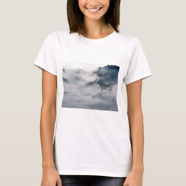 Camiseta Lobos numa paisagem de inverno (Frente)