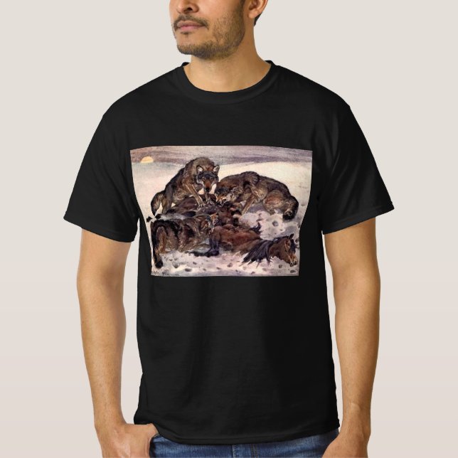 Camiseta Lobos por Winifred Austen, Vintage Wild (Frente)