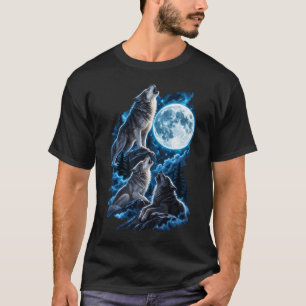 Camiseta Lobos Uivando Arte de Parede Lua Cheia – Matilha d