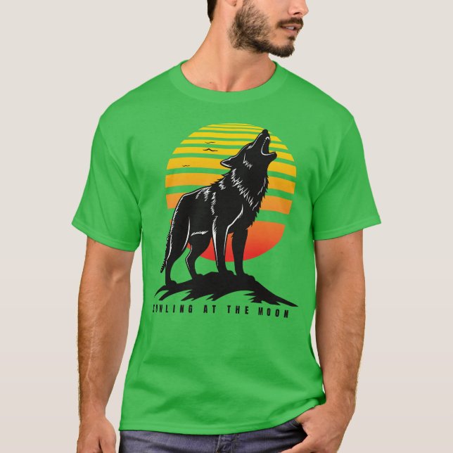 Camiseta Lobos uivando para a lua (Frente)