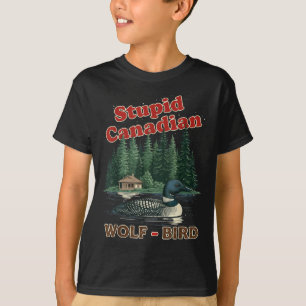 Camiseta Lôbre canadense estúpido pássaro aquecido mergulhã