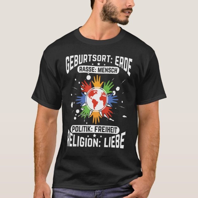 Camiseta Local de nascimento Terra Corrida pela Política Hu (Frente)