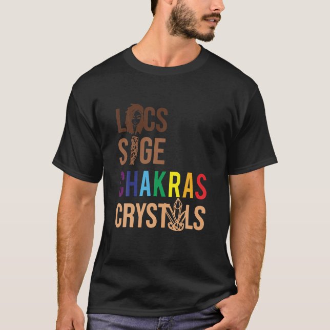 Camiseta Localiza Sage Chakras Crystals T shirt Black Queen (Frente)