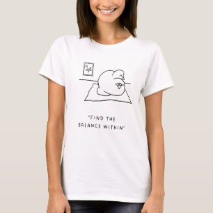Camiseta Localizar o Saldo em Ilustração de Gato de Yoga