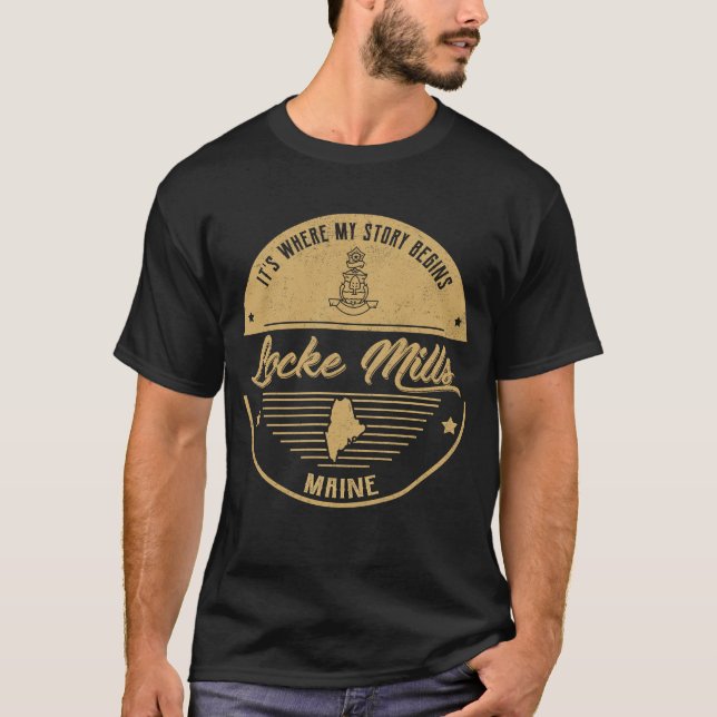 Camiseta Locke Mills Maine É onde minha história começa (Frente)