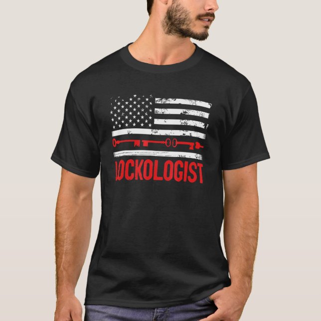 Camiseta Lockologista Locksmith Profissão Lock Lock Separaç (Frente)