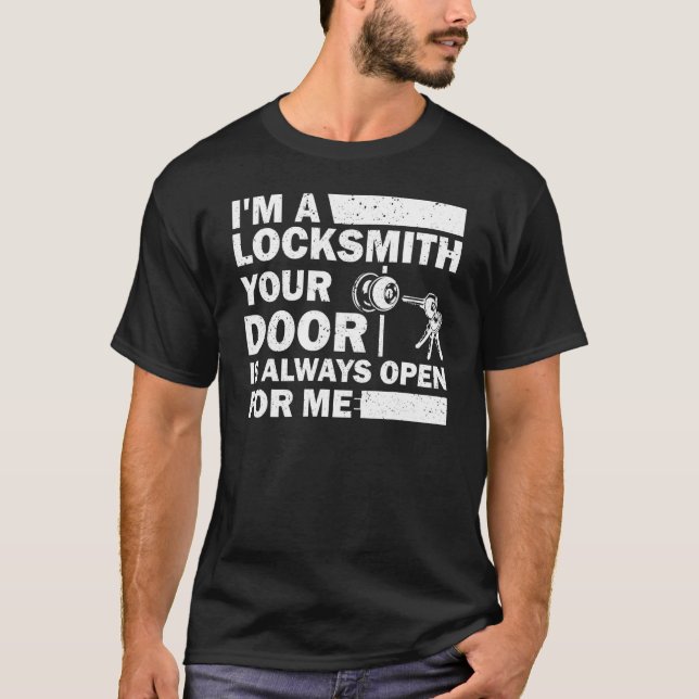 Camiseta Locksmith Ferramentas Locksmithing Bloquear Seleto (Frente)