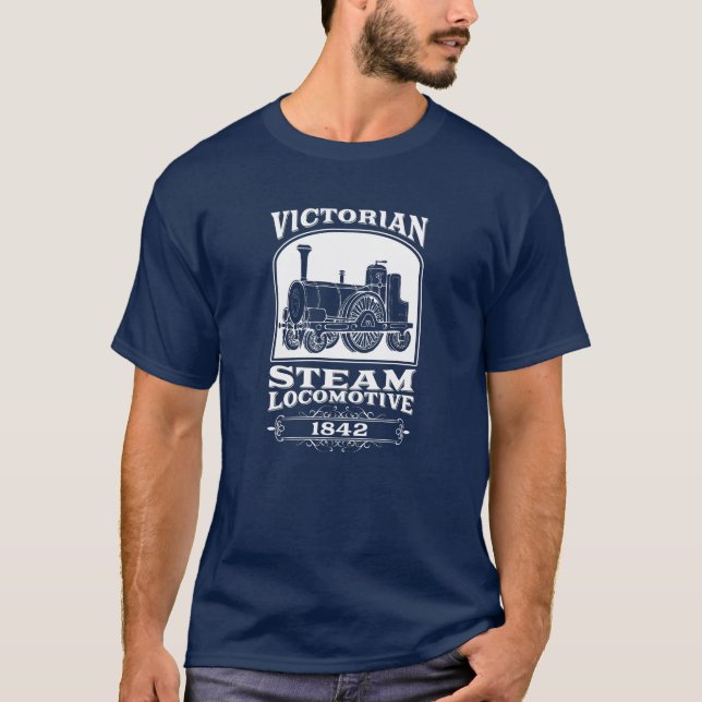 Camiseta locomotiva a vapor clássica dos anos 1840 |Comboio (Frente)